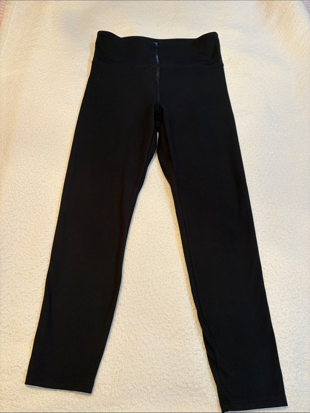 Marika Black High-Rise Leggings with Front Zip Detail